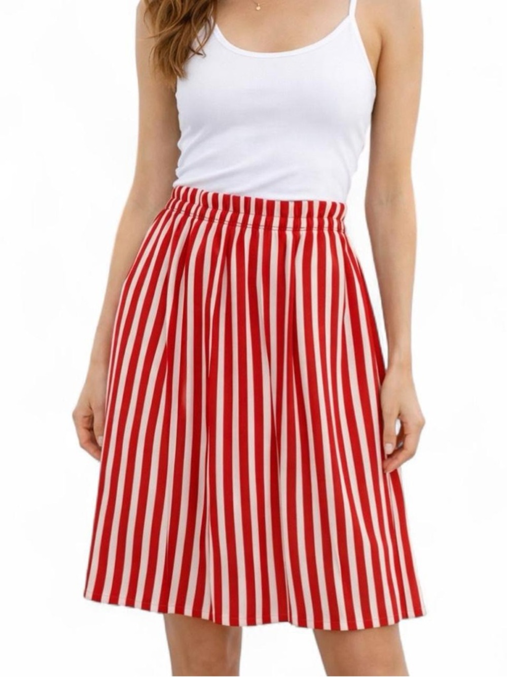 Red and White Striped Skirt